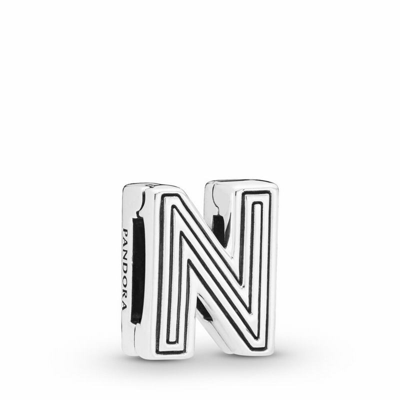 Pandora Reflexions™ Letter N Clip Charm Online NZ, Sterling Silver (507293-BJV)